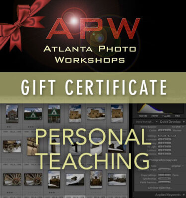 Gift Certificate - Personal Photography Teaching at Atlanta Photo Workshops